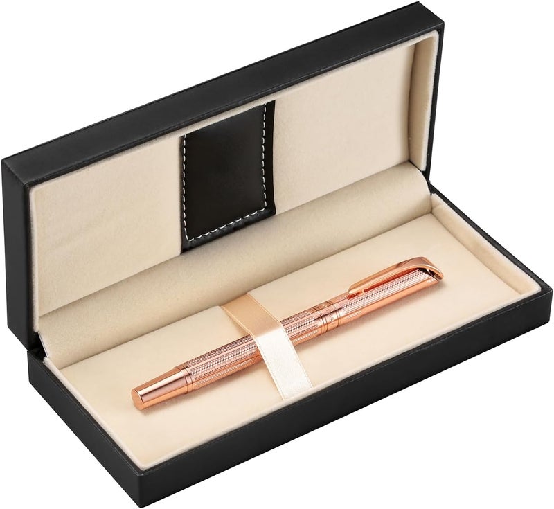 Penneed Rollerball Pen Liquid Ink Pens for Women Luxury Box Gel Pen Black Ink Fancy Pen Refillable for Executive, Office, Professional, Birthday Gift G5 (Rose Gold) - Image 1